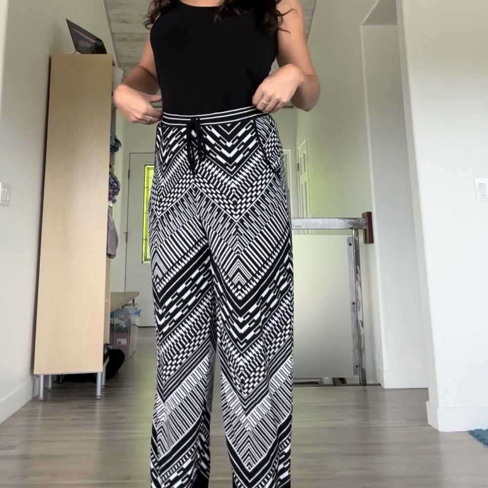 Calvin Klein Black and White Geometric Jumpsuit
